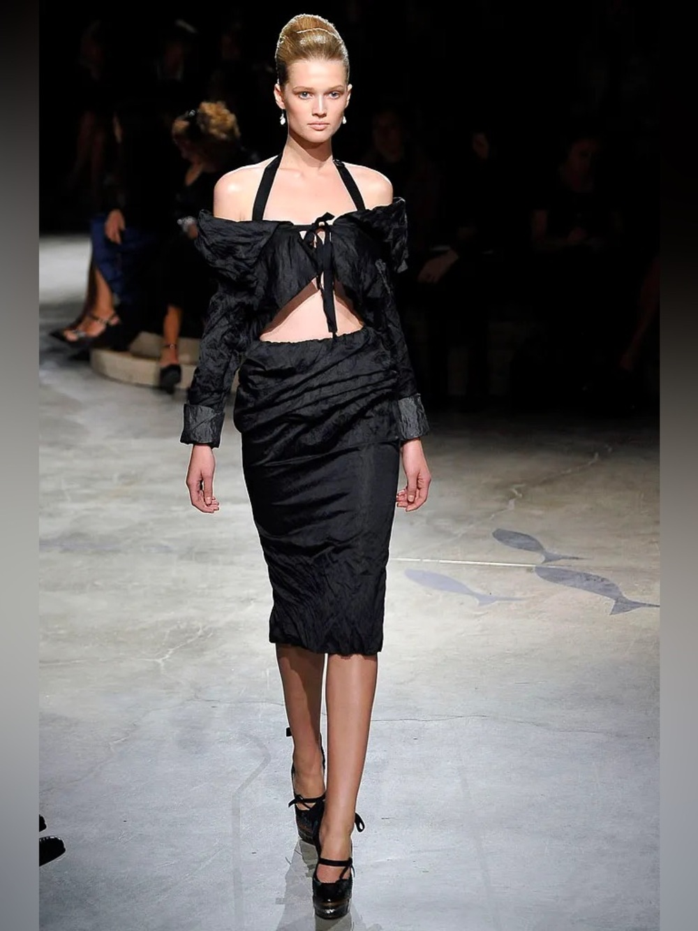Prada Spring/Summer 2009 Black Wrinkled/Crinkled Skirt Size IT 42